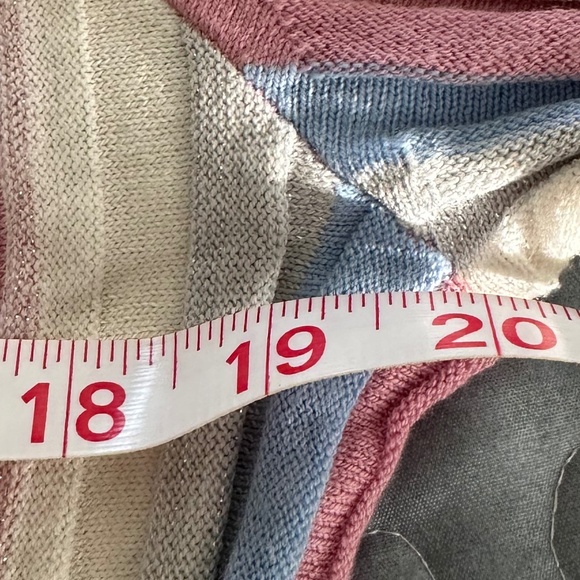 ELLE Women's Long Sleeve Top Pink Blue White Grey Stripes Size M NWT - Picture 12 of 12